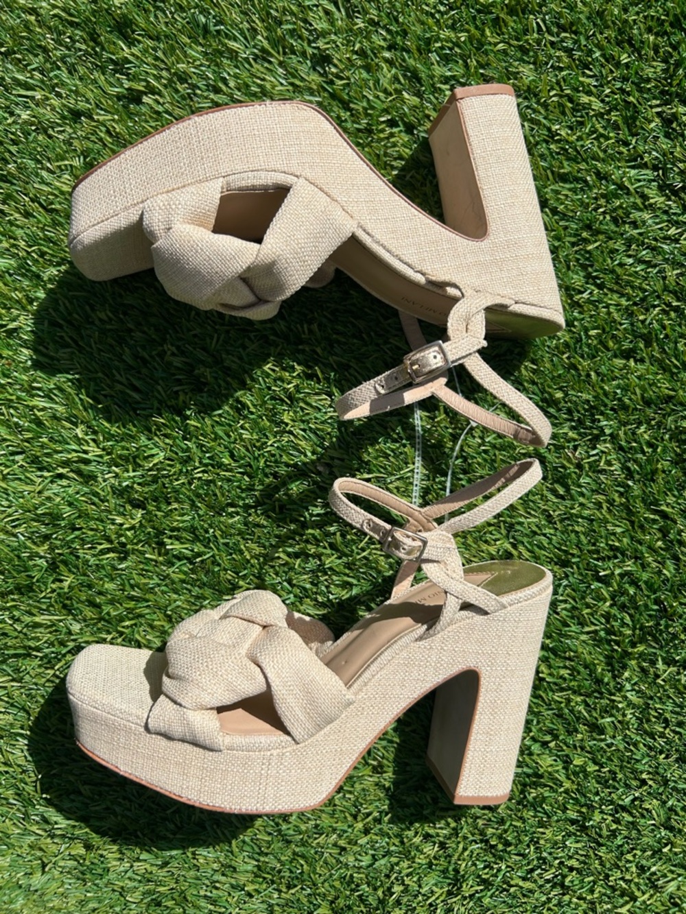 Antonio Melani Linen Knot Knotted Platform Ankle Strap Sandals Shoes Women’s 9.5 - Picture 3 of 13